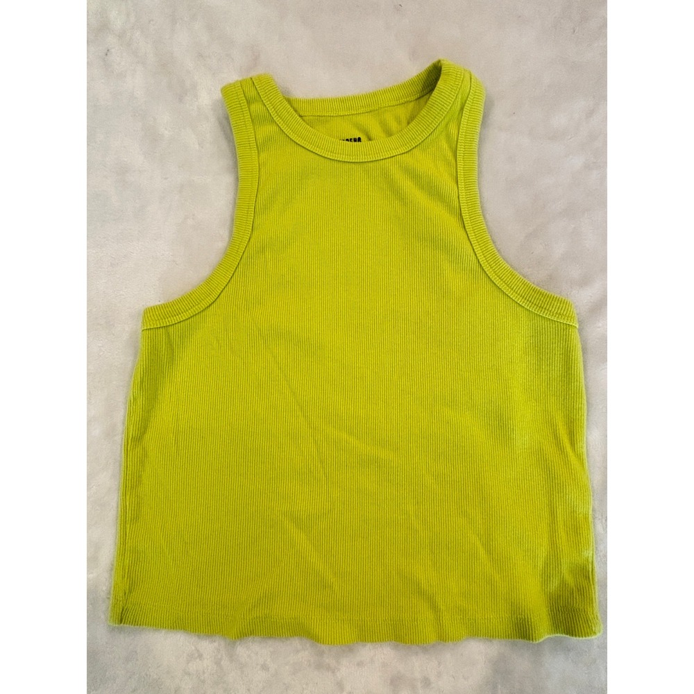 Maeve Anthropologie Lime Green Ribbed Racerback Tank Top Medium
